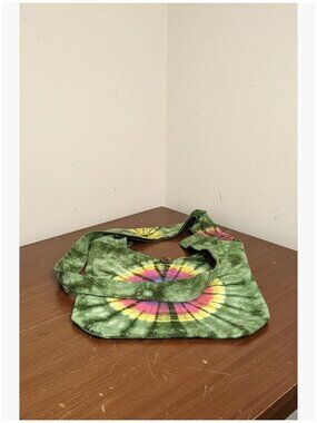 Cotton Crossbody Hobo Bag with Zippered Pocket, Tie Dye Pattern